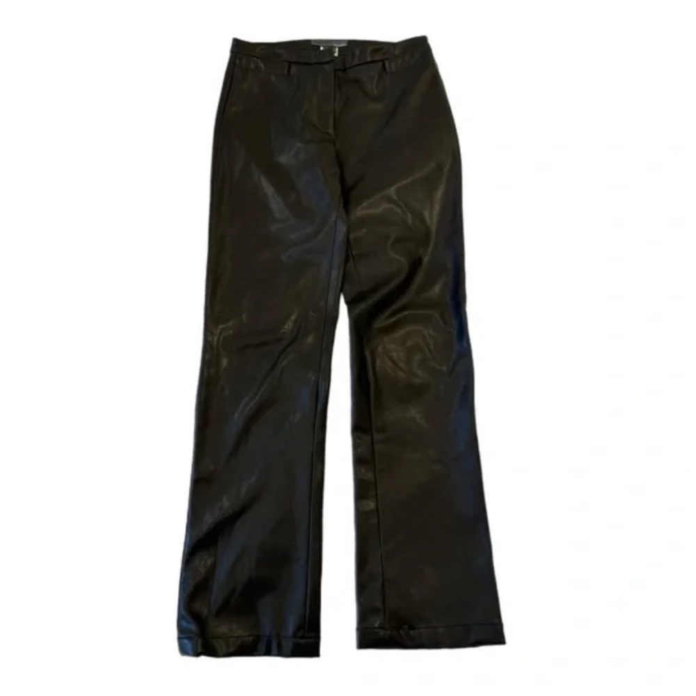 Teenflo Black Faux Leather Pants Size 6 Slim Fit High Rise Trousers Chic
